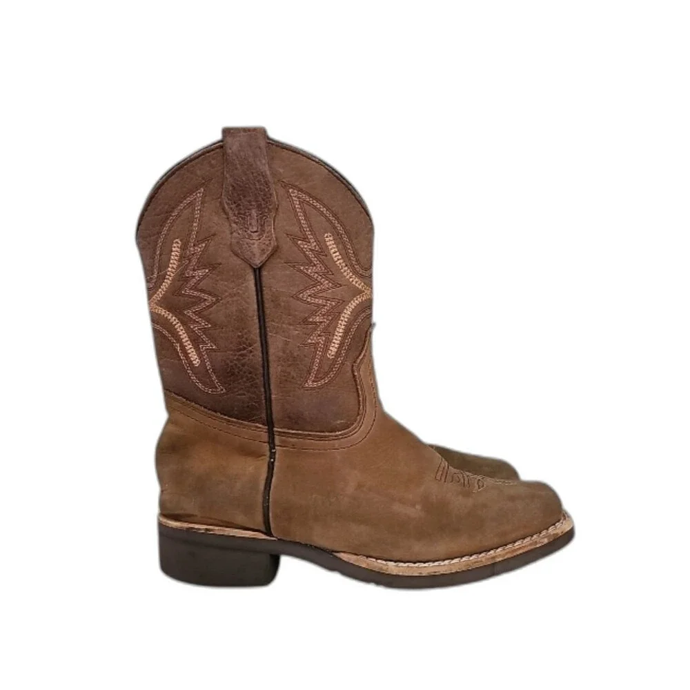 J.B. Dillon Kids Brown Leather Cowboy Boots Youth Size 13 Western Rodeo Unisex